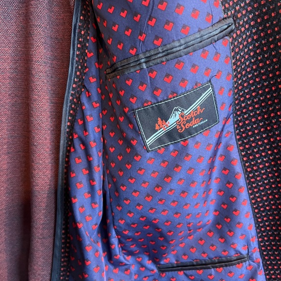 Scotch & Soda Sportscoast Blazer Mens Plaid Red and Dark Blue XL - Picture 5 of 8